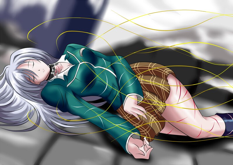 Silver-haired Girl Lying Down — Green