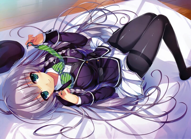 Silver-haired Girl Lying Down — Purple, Calm