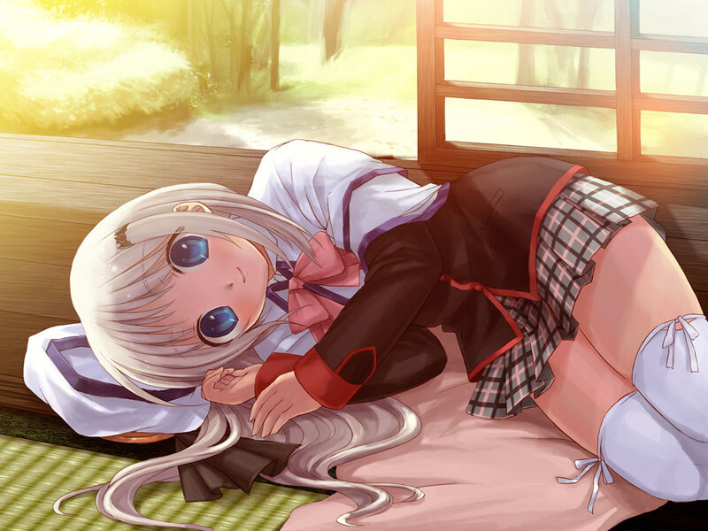 Silver-haired Girl Lying Down — White, Serene