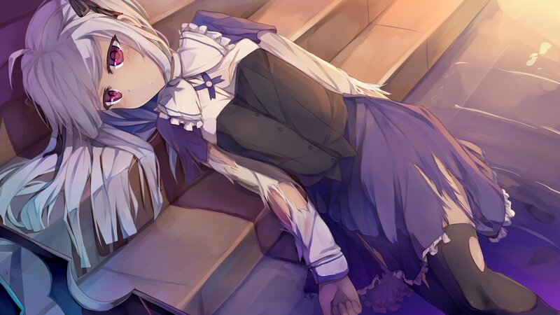 Silver-haired Girl Lying — Purple, Dramatic