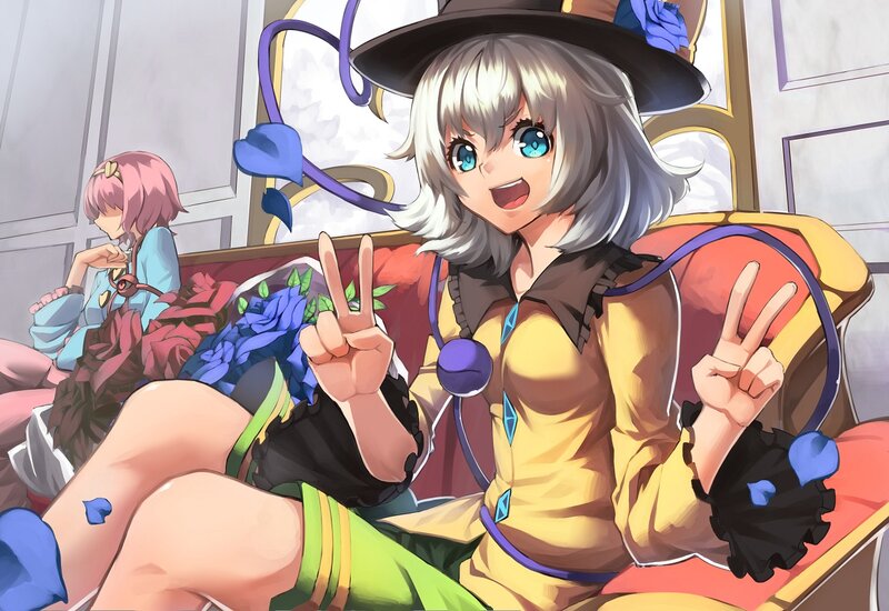 Silver-haired Girl Making Peace Signs