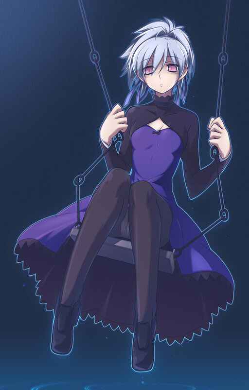 silver-haired girl on a swing