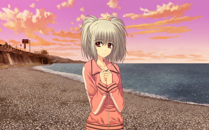 Silver-haired Girl on Beach