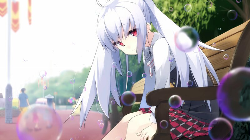 Silver-haired Girl on Bench