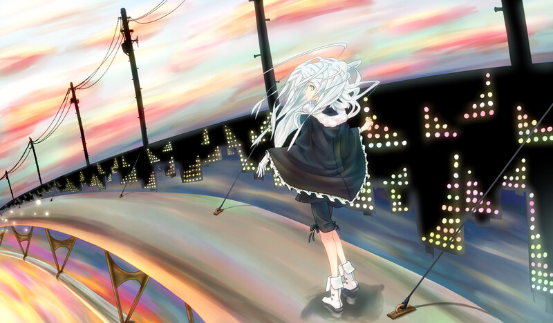 Silver-haired Girl on Bridge