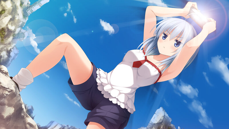 Silver-haired Girl on Cliff — Blue