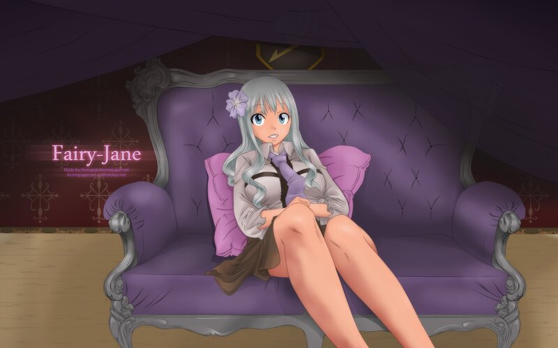 Silver-haired Girl on Couch — Purple