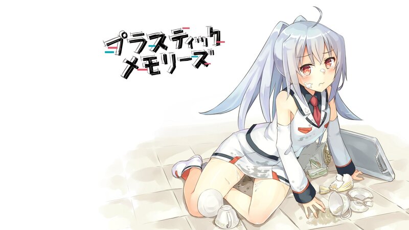Silver-haired Girl on Floor — White, Dramatic