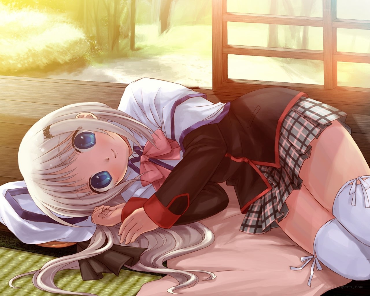silver-haired girl on floor