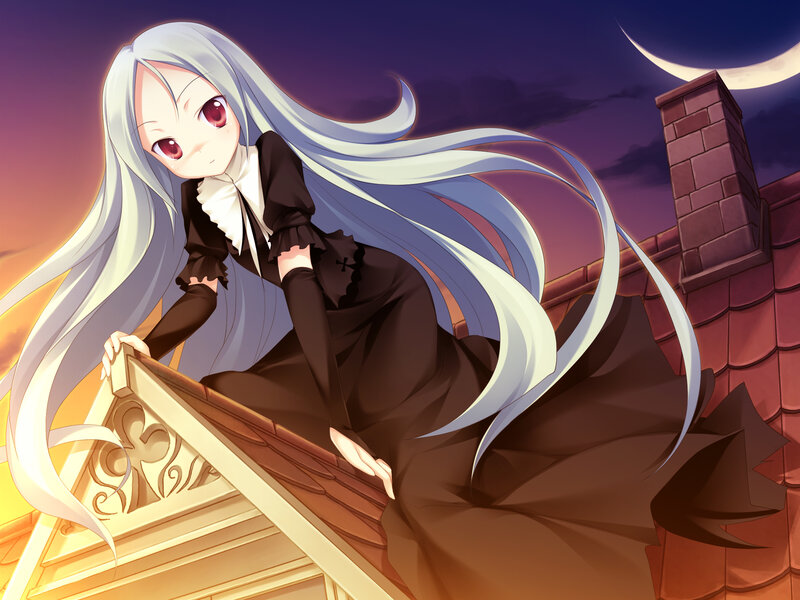 Silver-haired Girl on Roof