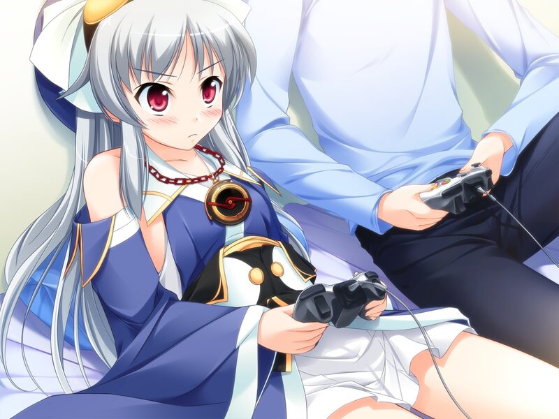 Silver-haired Girl Playing Game