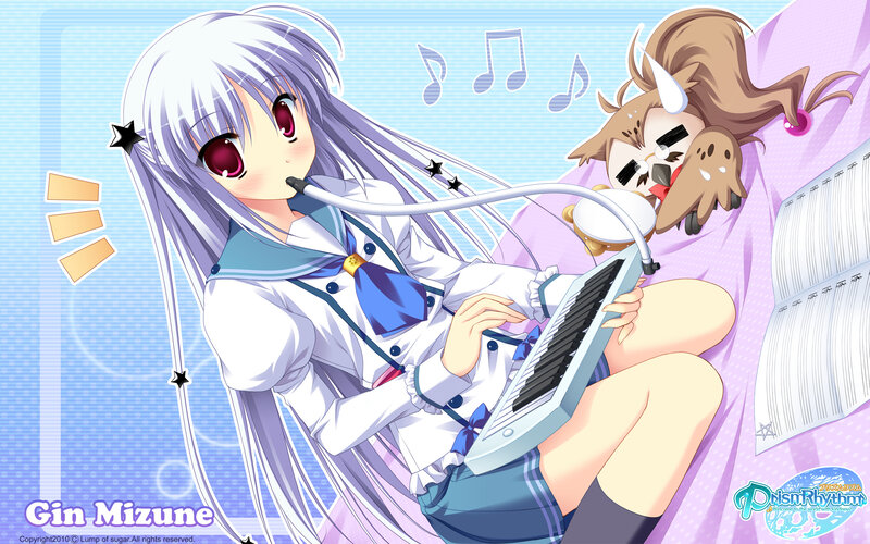 Silver-haired Girl Playing Keyboard