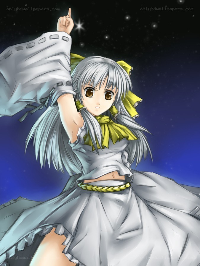 silver-haired girl pointing at star