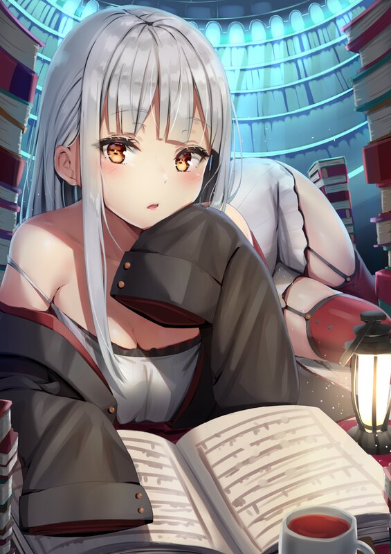 Silver-haired Girl Reading — Gray