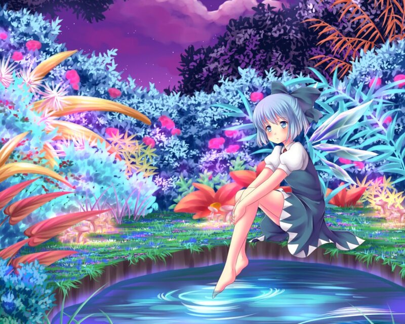 Silver-haired Girl Sitting — Purple