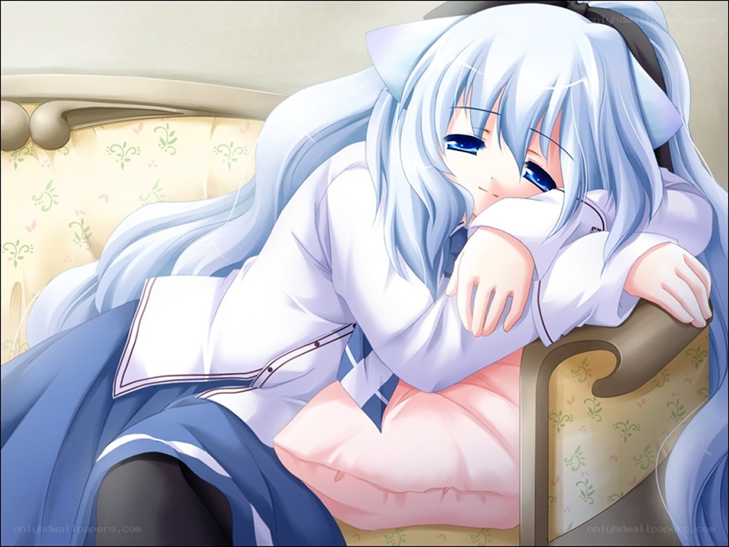 silver-haired girl sleeping