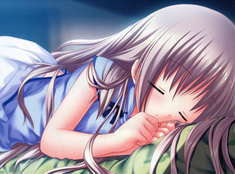 Silver-haired Girl Sleeping — Blue