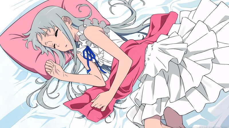 Silver-haired Girl Sleeping — Pink