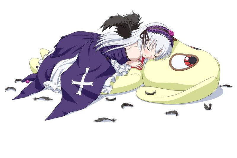 Silver-haired Girl Sleeping — Purple, Peaceful, Anime