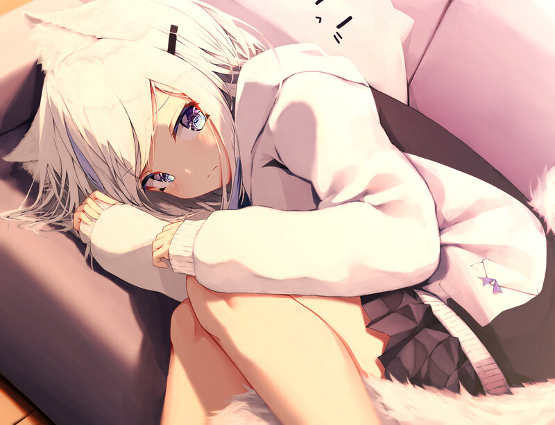 Silver-haired Girl Sleeping — White, Calm
