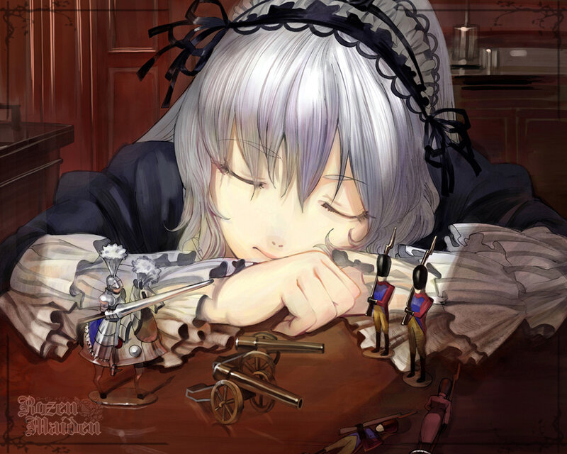 Silver-haired Girl Sleeping — White