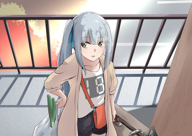 Silver-haired Girl Standing