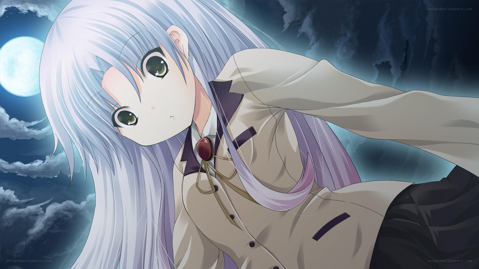 silver-haired girl under moonlight