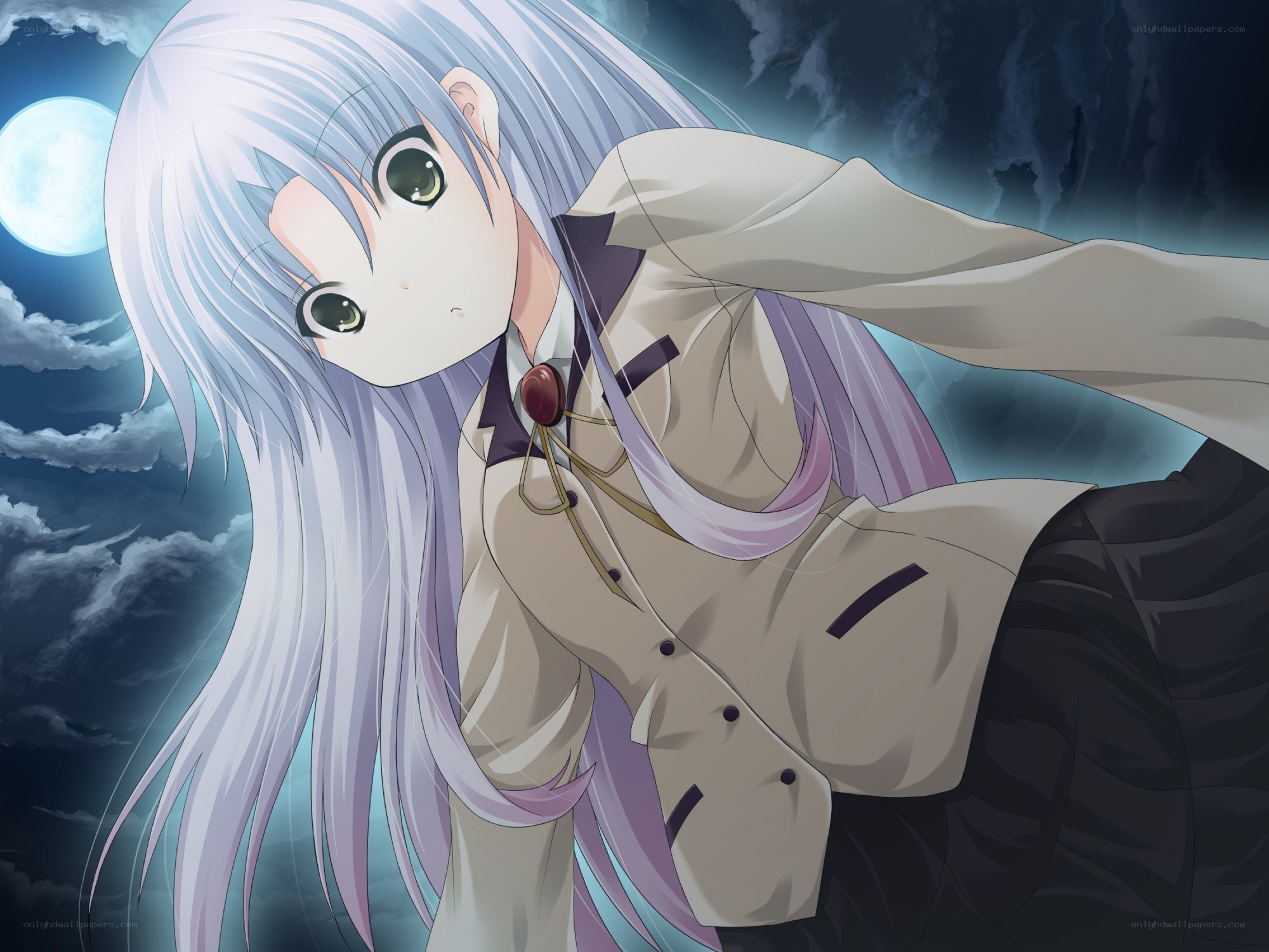 silver-haired girl under moonlight