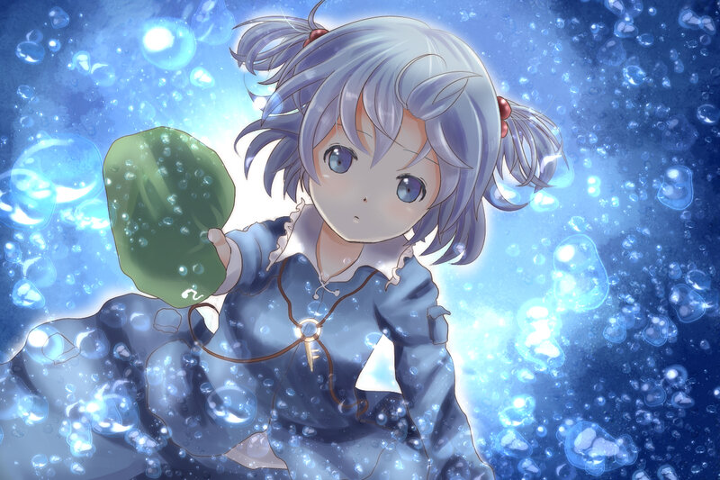 Silver-haired Girl Underwater — Blue, Serene