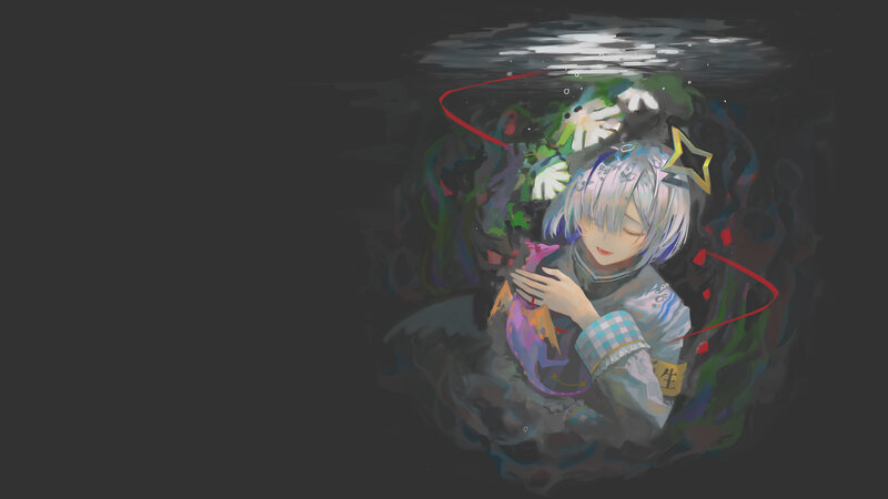 Silver-haired Girl Underwater — Gray