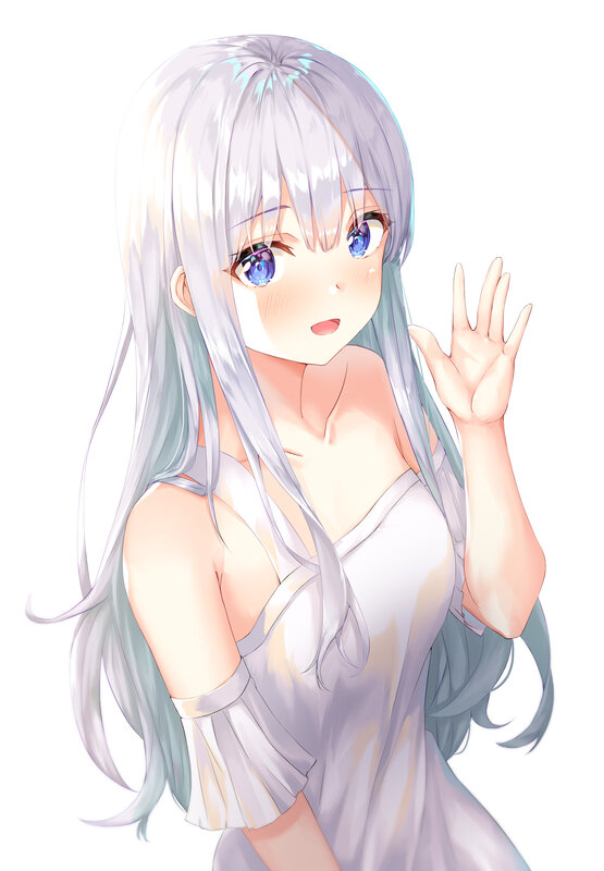 Silver-haired Girl Waving