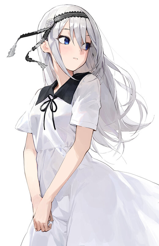 Silver-haired Girl — White, Calm, Anime