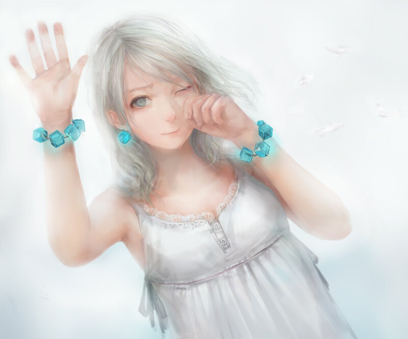 Silver-haired Girl — White