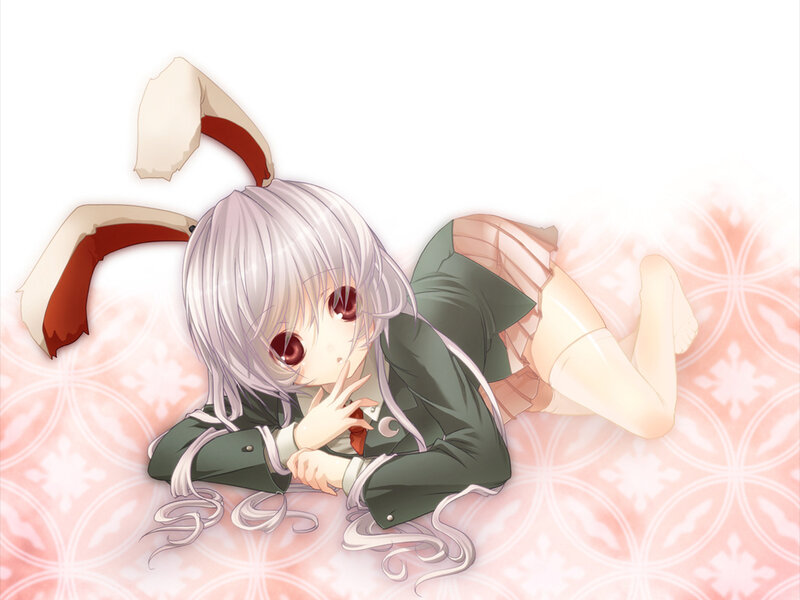 Silver-haired Girl with Bunny Ears — White, Calm