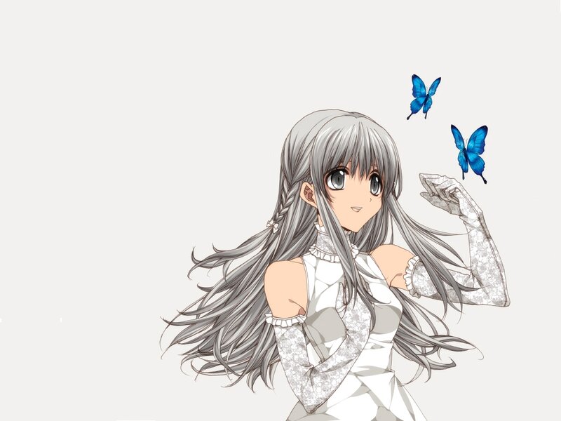 Silver-haired Girl with Butterflies