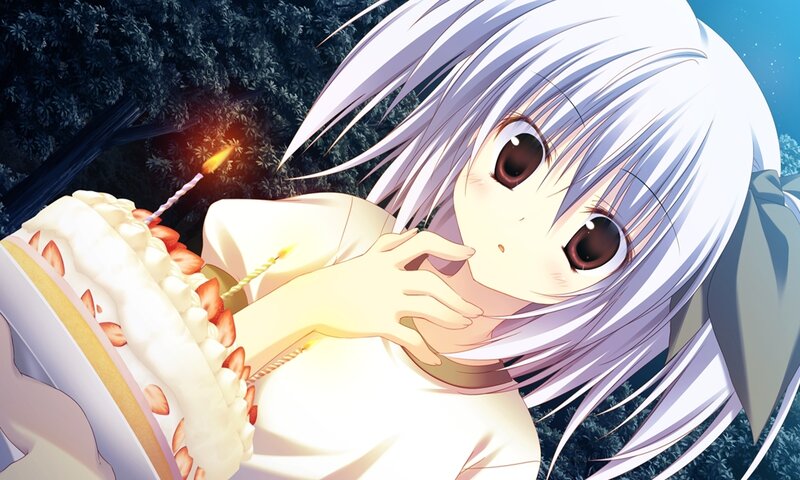 Silver-haired Girl with Cake