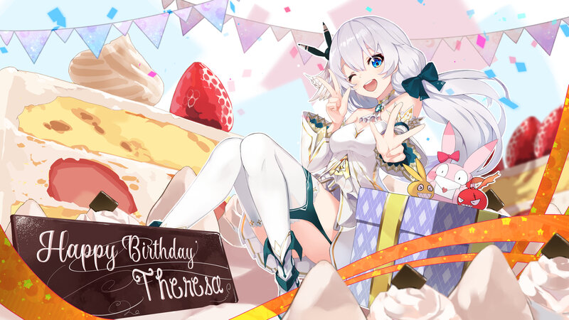 Silver-haired Girl with Cake — White