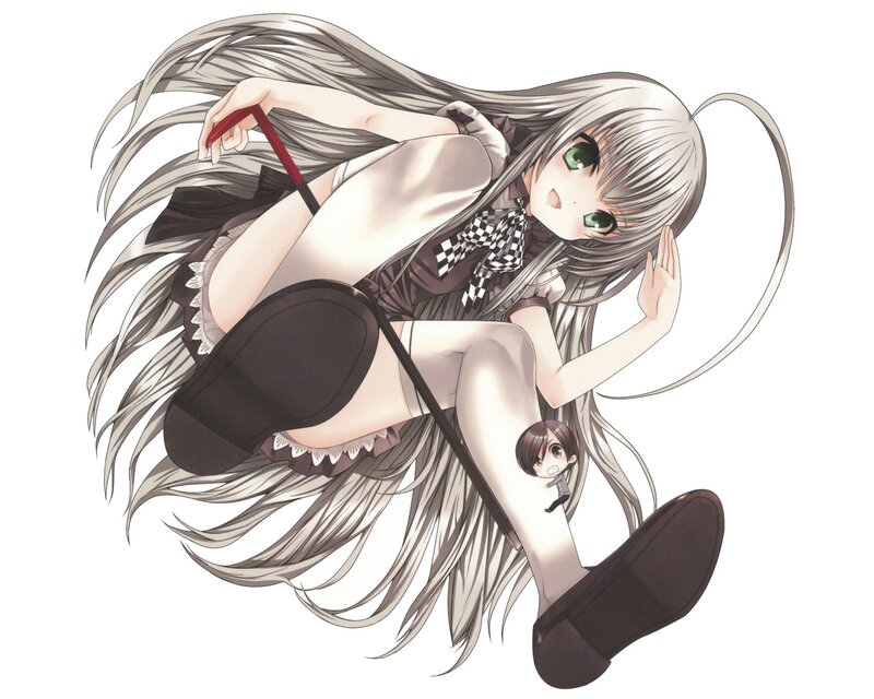 silver-haired girl with cane