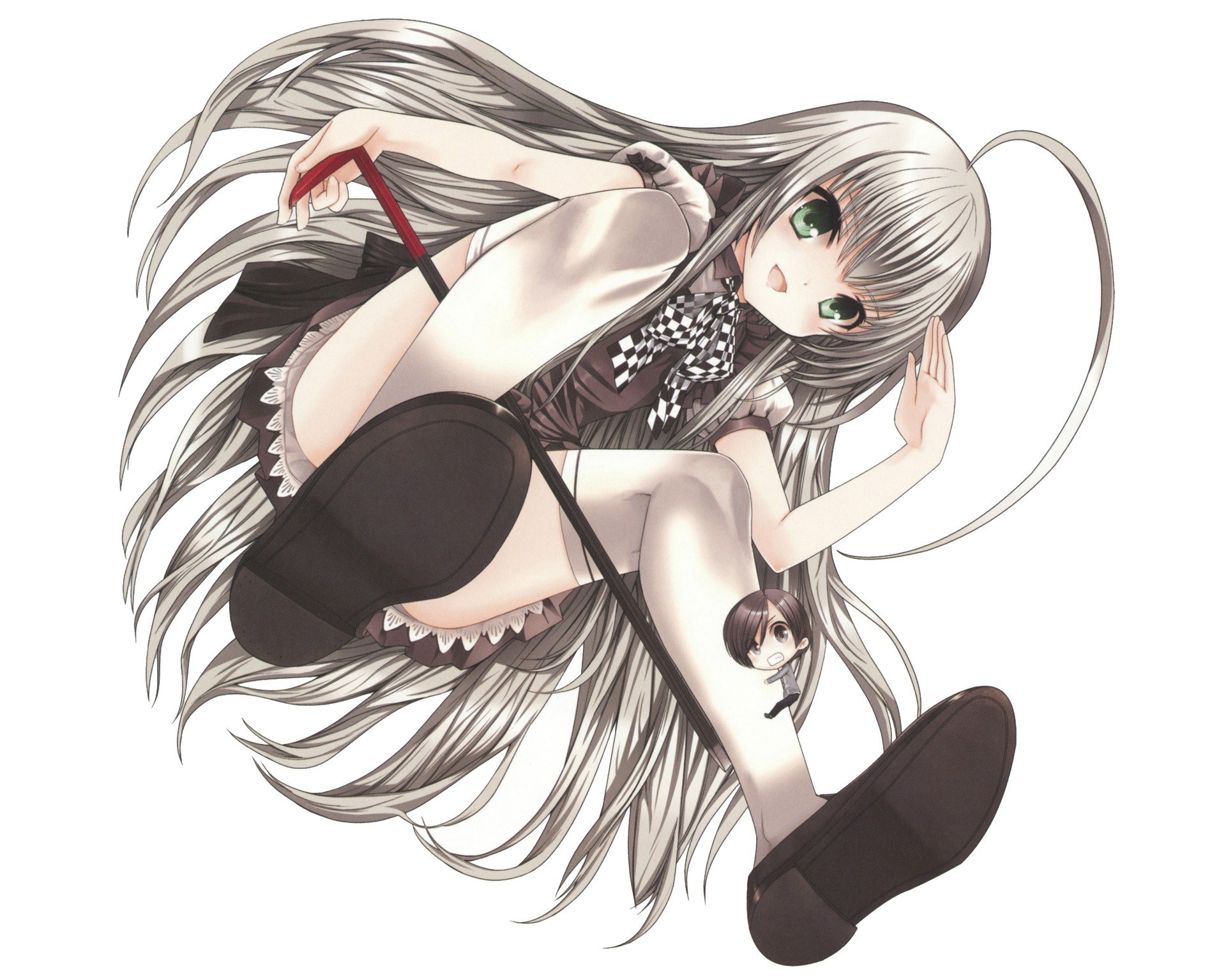 silver-haired girl with cane