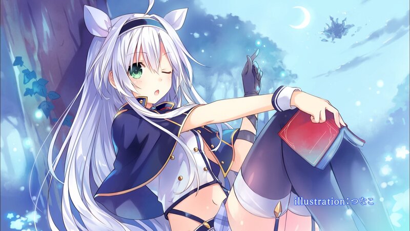 Silver-haired Girl with Cat Ears — Blue, Serene