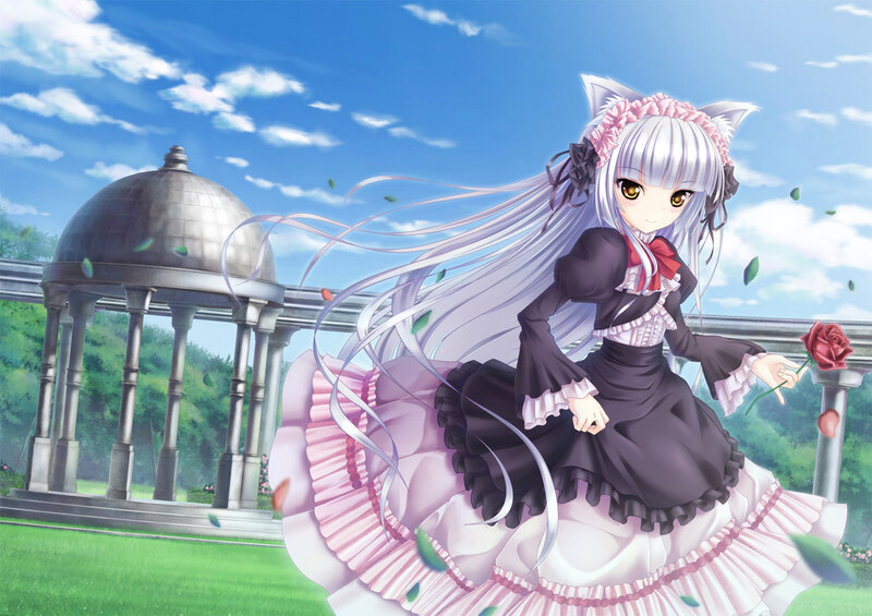Silver-haired Girl with Cat Ears — Blue