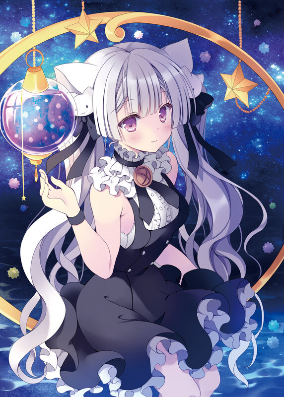 Silver-haired Girl with Cat Ears — Purple, Dreamy