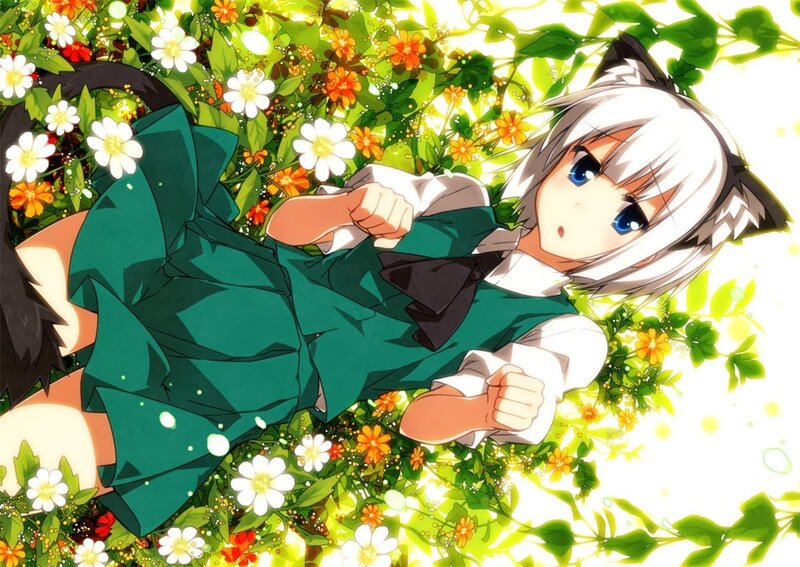 Silver-haired Girl with Cat Ears