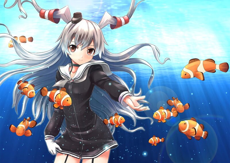 Silver-haired Girl with Clownfish