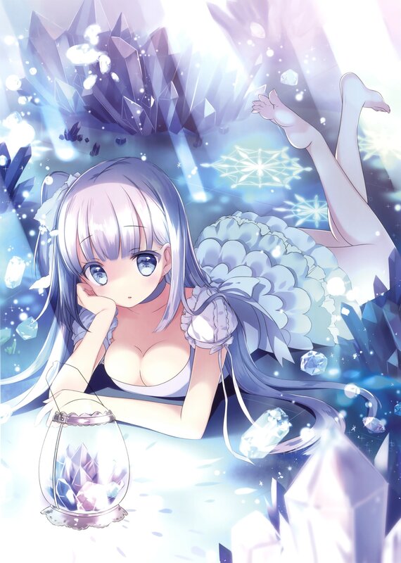 Silver-haired Girl with Crystals — Blue
