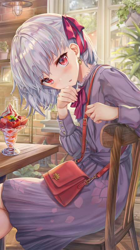 Silver-haired Girl with Dessert