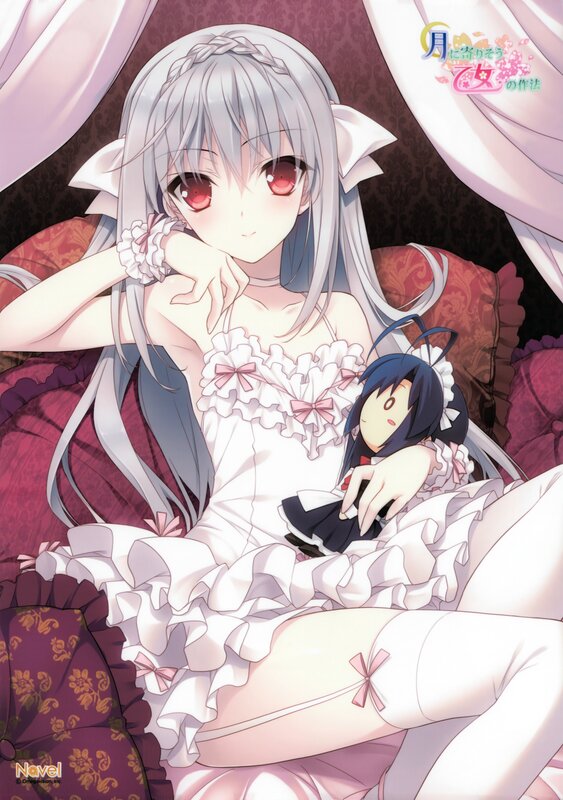 silver-haired girl with doll