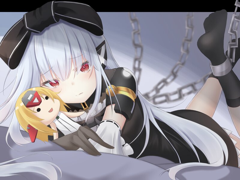 Silver-haired Girl with Doll — White