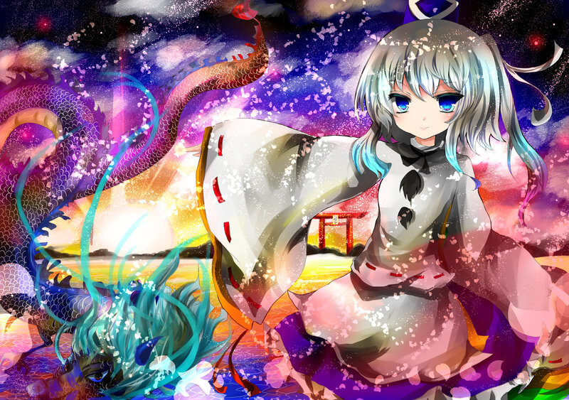 Silver-haired Girl with Dragons