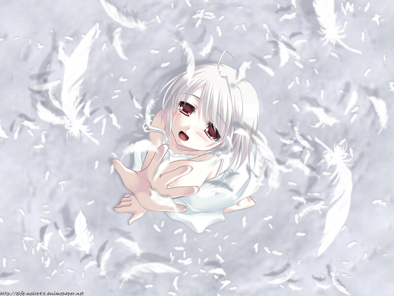 Silver-haired Girl with Feathers